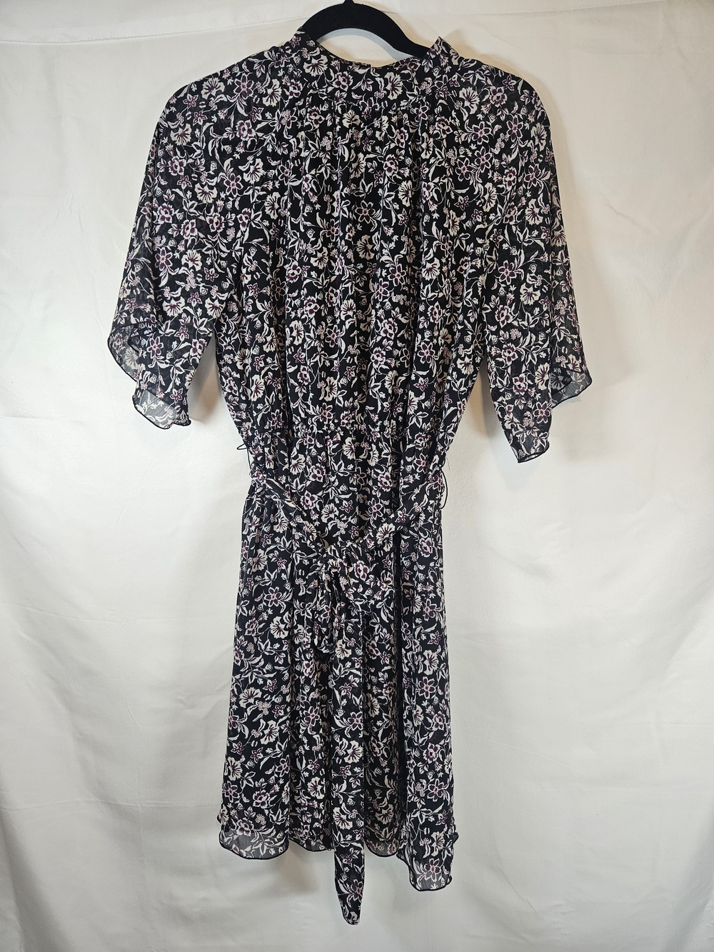 Ann Taylor Black Midi Dress with Pink Floral Accents Business Casual Office